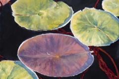 Water Lillies<br />Watercolor & pastel on paper, 20x26"