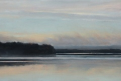 From Brooklin Bridge<br />Oil on board, 11\"X31 1/2\"