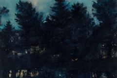 Twilight Through My Window I Watercolor and pastel on paper, 16 x 12 1/4